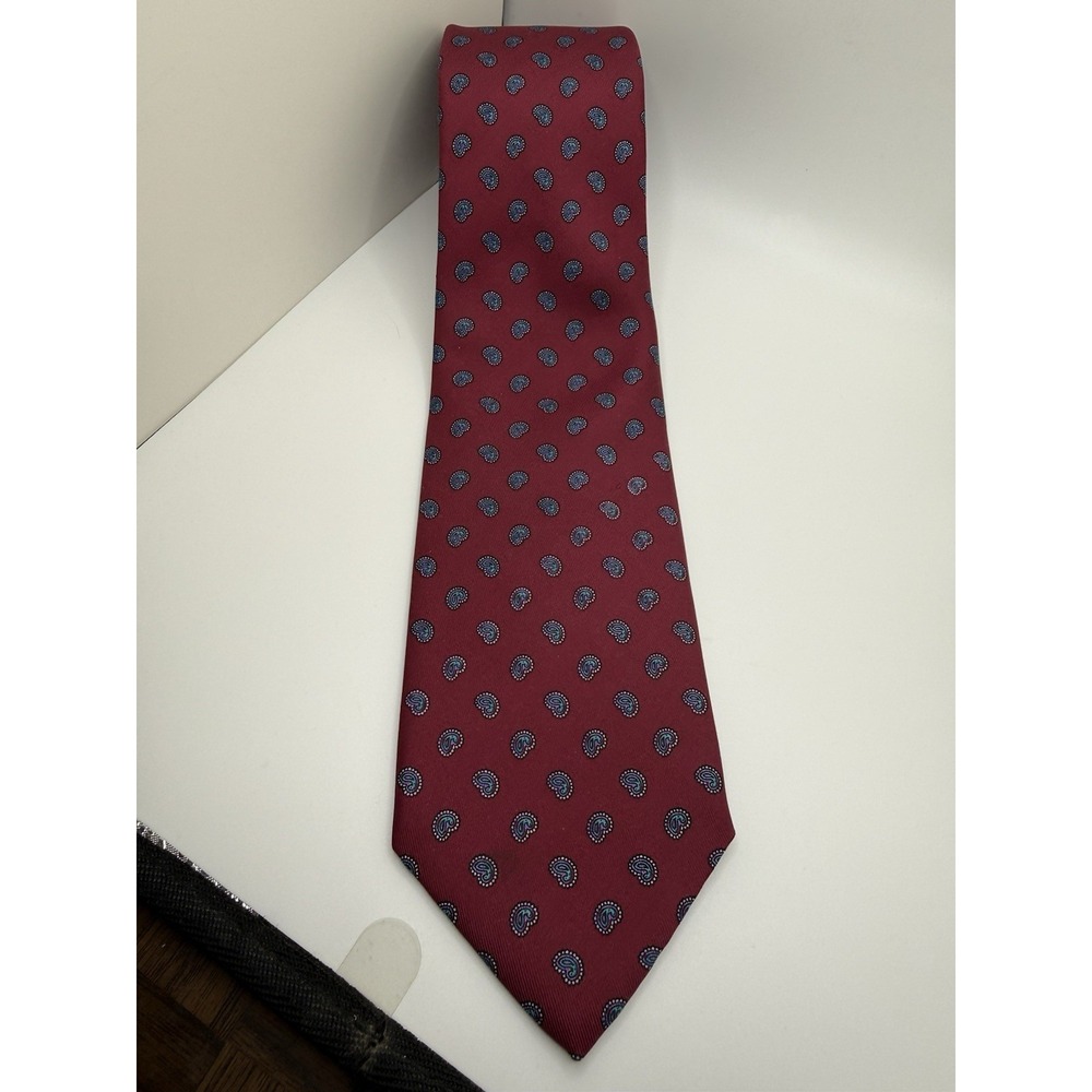 Robert Talbott Nordstrom Tie Mens Burgundy Paisley Silk Hand Printed Italy